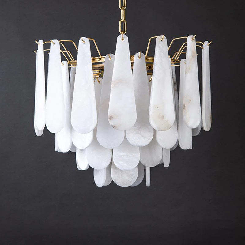 Suellen Alabaster Foyer Chandelier Lighting, Luxury Modern Lighting