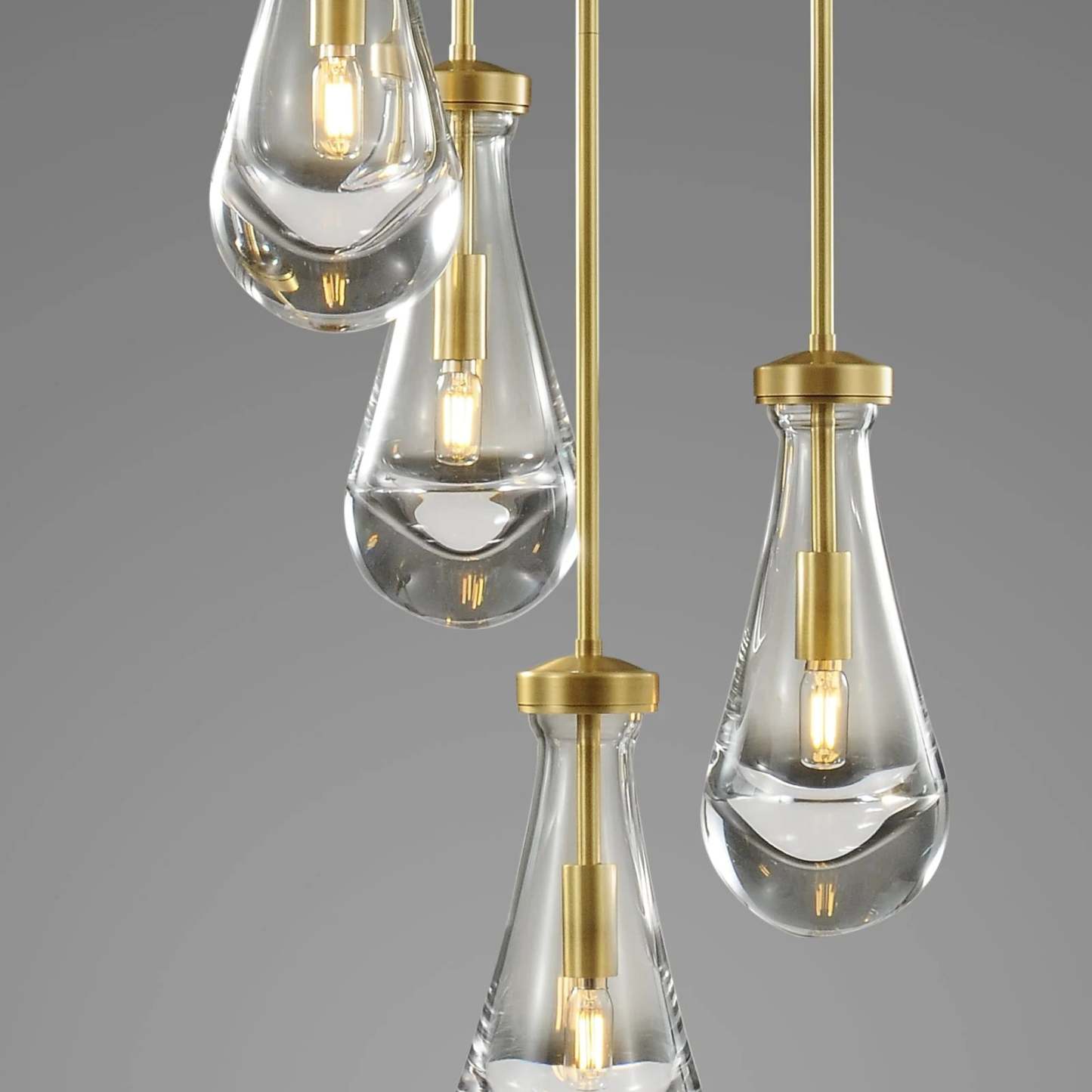 Modern Raindrop Round Chandelier 14" 5-Lights (rod)