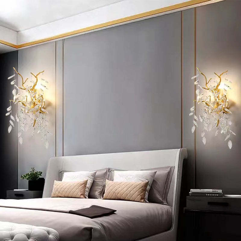 Aether Modern Stylish Clear Crystal Wall Sconce For Bedroom, Living Room Wall Sconce J-CHANDELIER