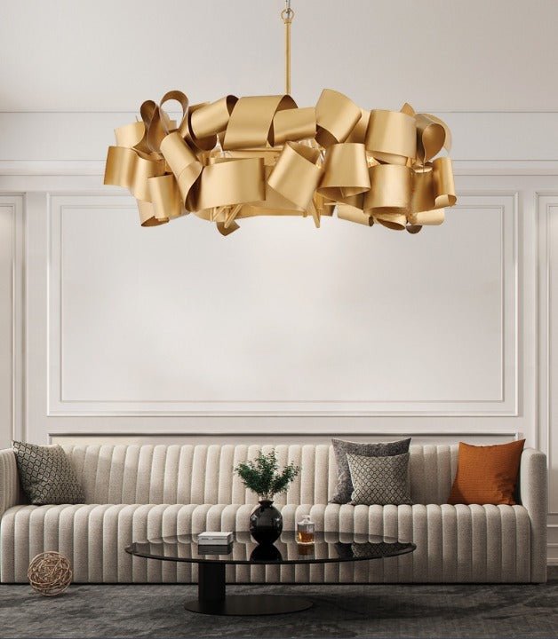 Mirodemi® Postmodern Grey/Gold Iron Chandelier For Living Room, Dining Room Dia23.6" / Warm white / Gold copper