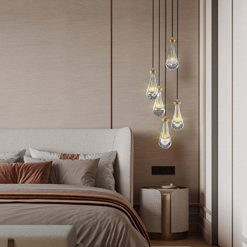 Modern Raindrop Round Chandelier 14" 5-Lights (rod)