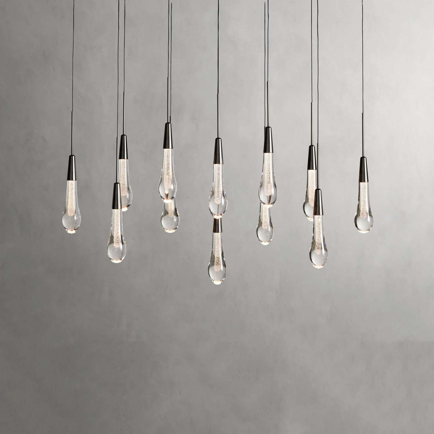 Soltaire Modern Glass Linear Chandelier 37'' 50'' 70''W 87"W 120"W Chandelier Kevin Studio Inc Black 37''