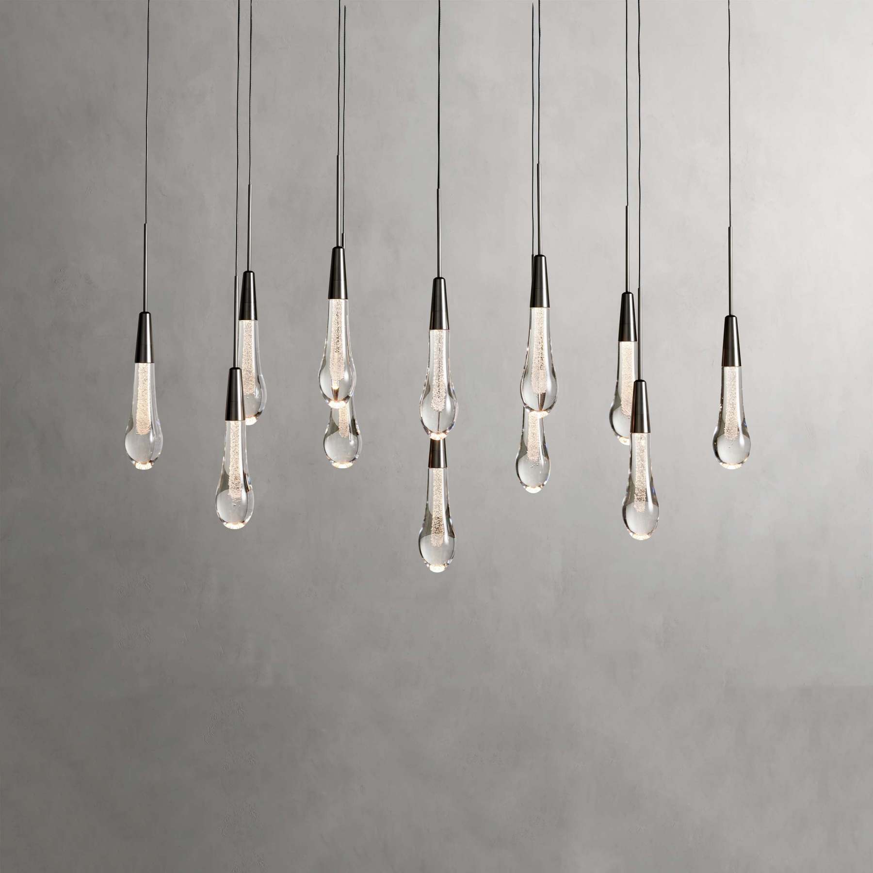 Soltaire Modern Glass Linear Chandelier 37'' 50'' 70''W 87"W 120"W Chandelier Kevin Studio Inc Black 37''