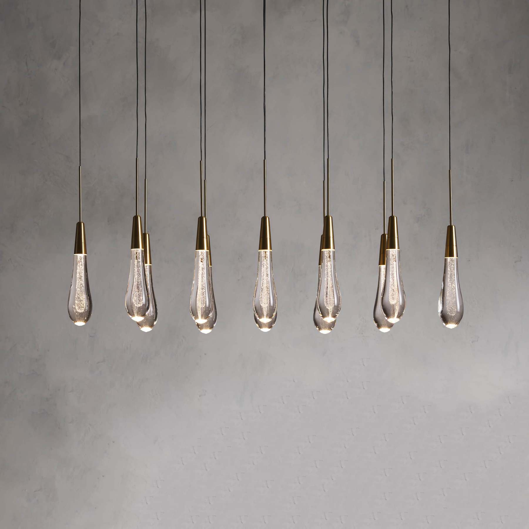 Soltaire Modern Glass Linear Chandelier 37'' 50'' 70''W 87"W 120"W Chandelier Kevin Studio Inc