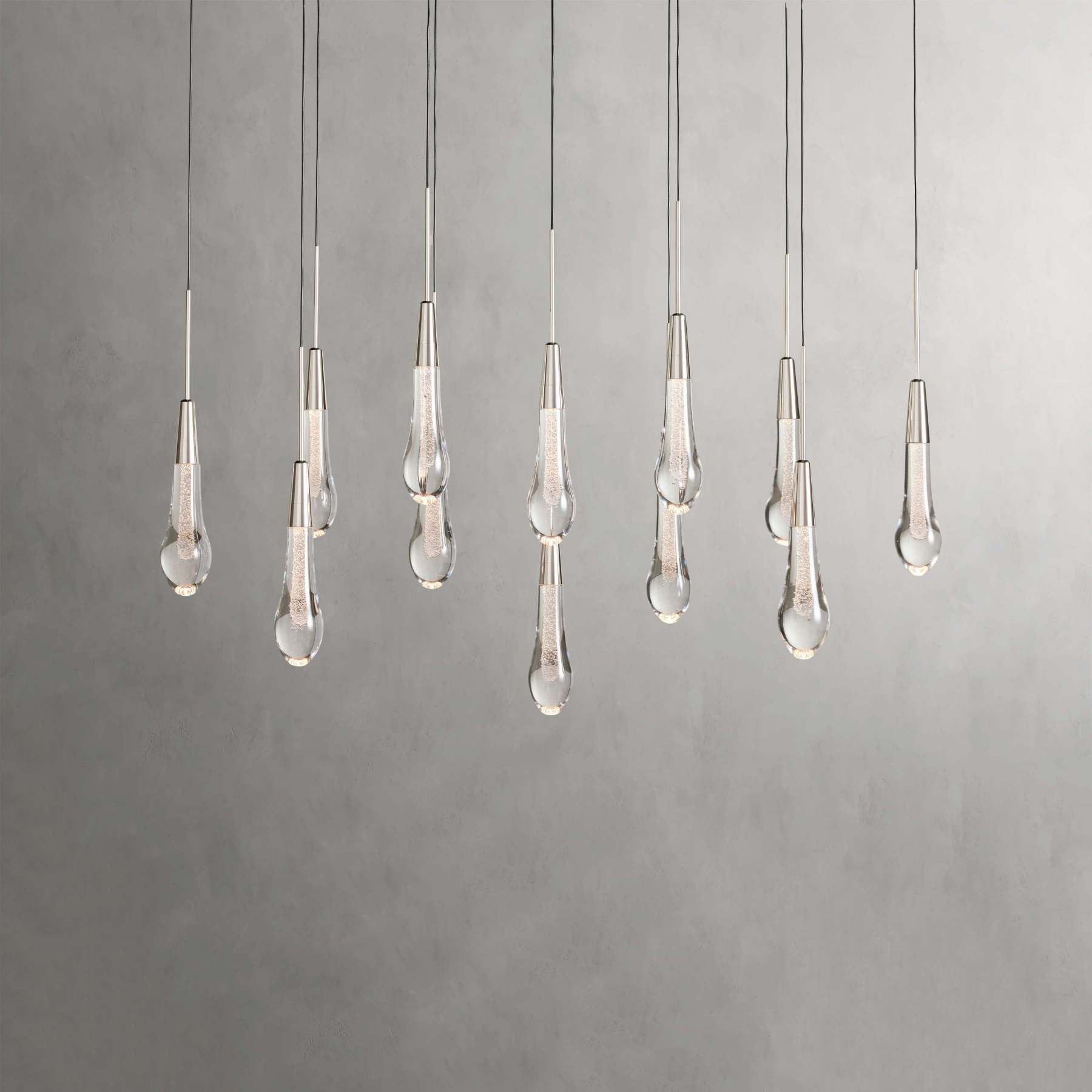 Soltaire Modern Glass Linear Chandelier 37'' 50'' 70''W 87"W 120"W Chandelier Kevin Studio Inc