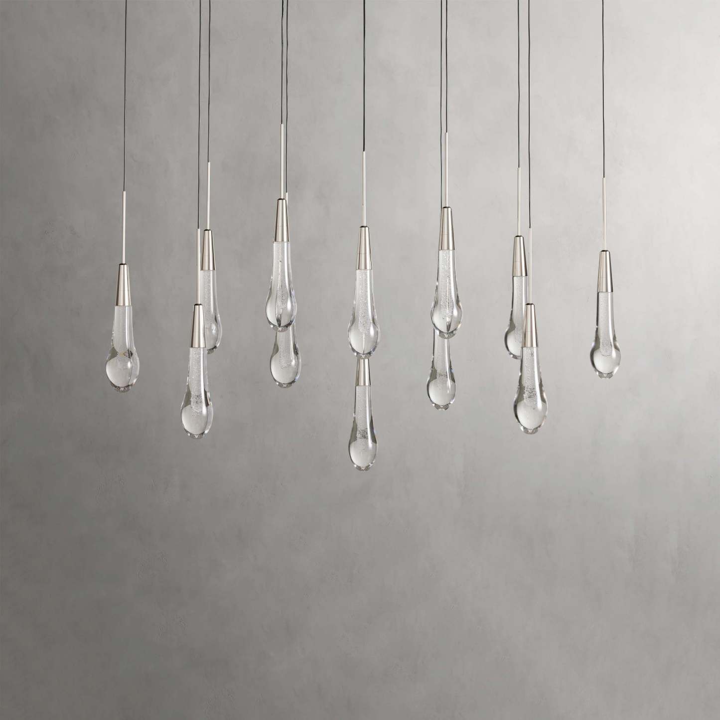 Soltaire Modern Glass Linear Chandelier 37'' 50'' 70''W 87"W 120"W Chandelier Kevin Studio Inc Nickel 37''