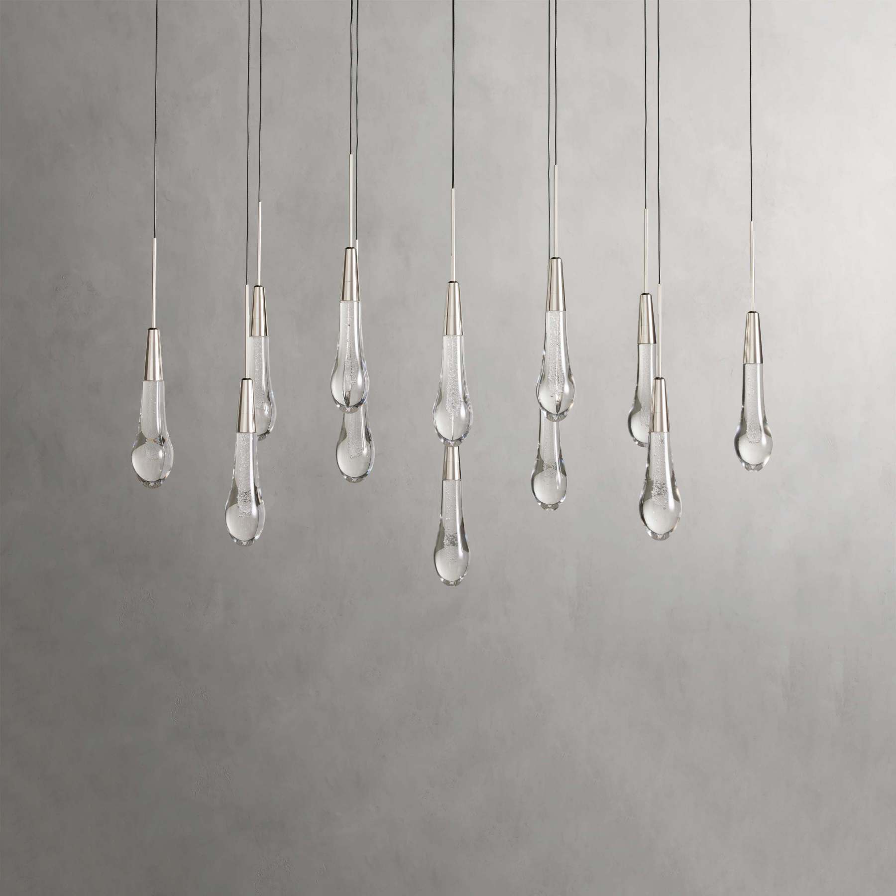 Soltaire Modern Glass Linear Chandelier 37'' 50'' 70''W 87"W 120"W Chandelier Kevin Studio Inc Nickel 37''