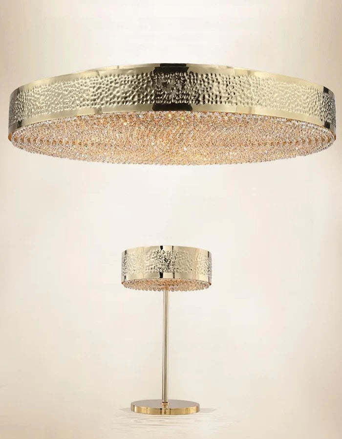 Ambrosi Round Brass Crystal Ring Chandelier