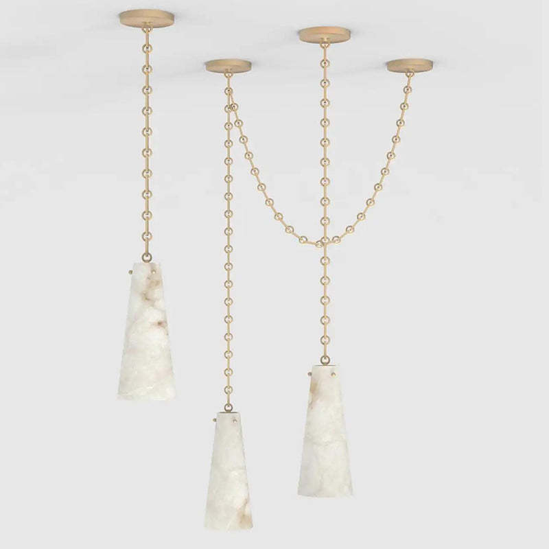 Contemporary Lucca Chandelier 202A-3 in Alabaster, 3-Light Vintage Alabaster Pendant Cluster