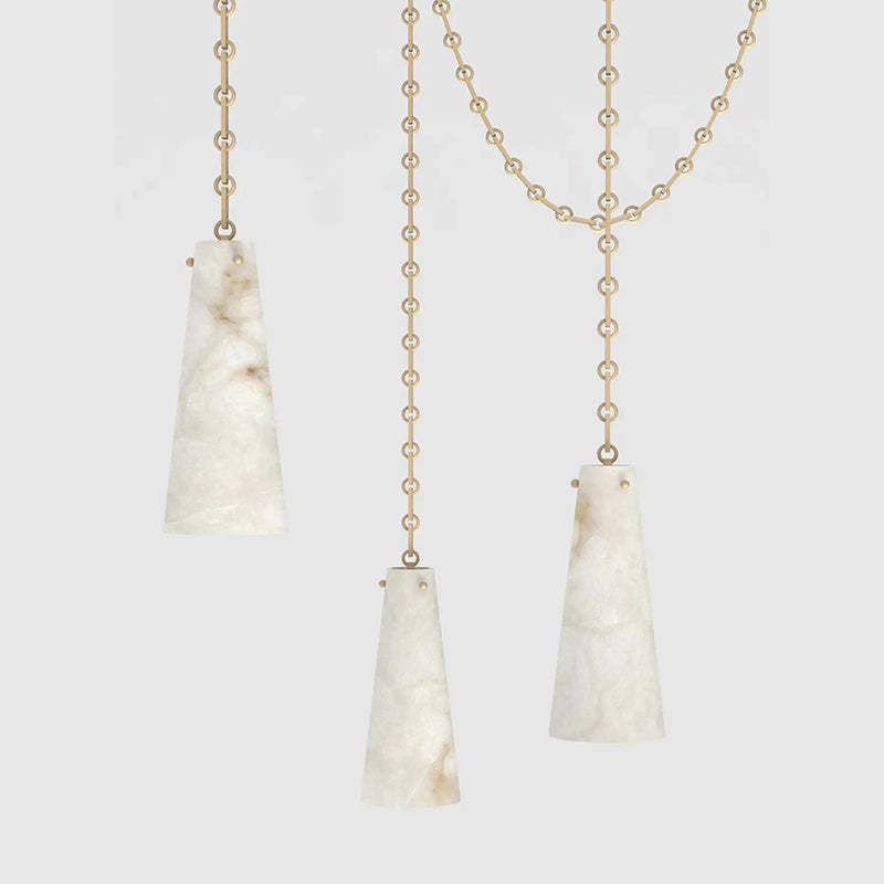 Contemporary Lucca Chandelier 202A-3 in Alabaster, 3-Light Vintage Alabaster Pendant Cluster