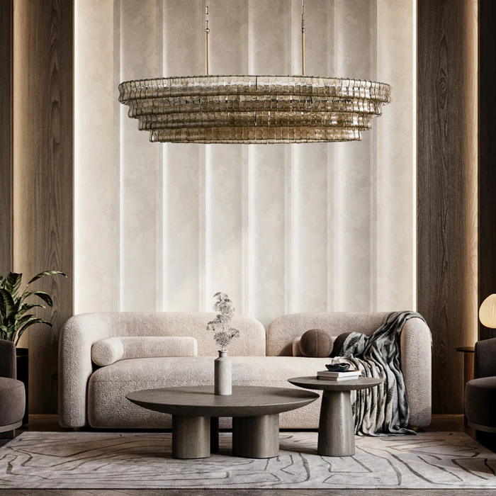 Art Glass Ghiaccio Oval Chandelier