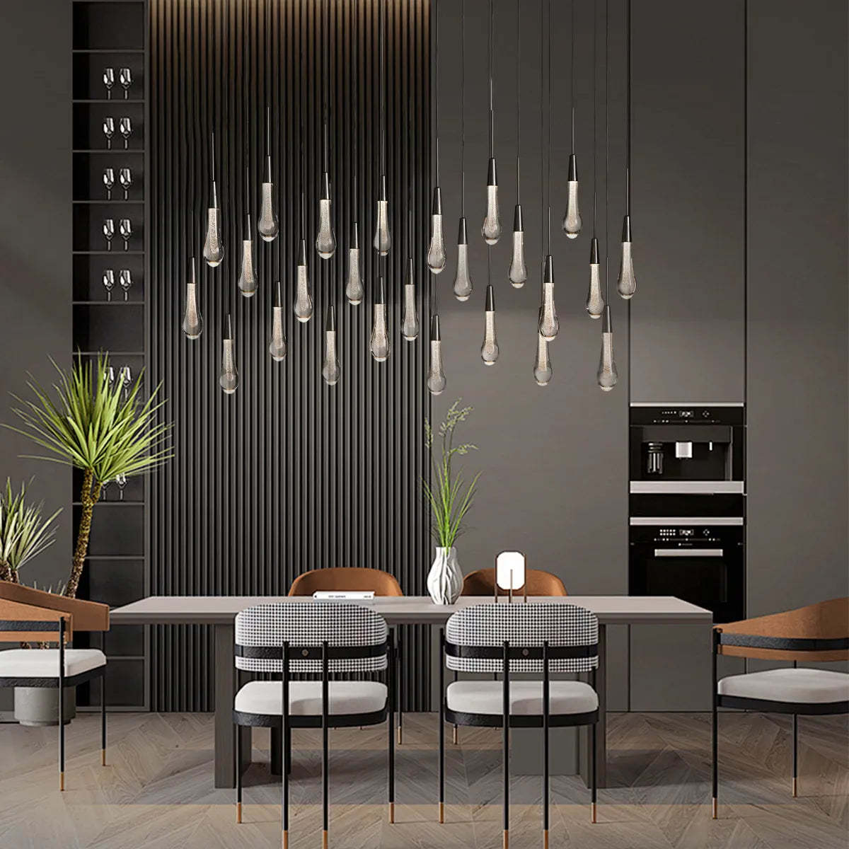 Soltaire Modern Glass Linear Chandelier 37'' 50'' 70''W 87"W 120"W Chandelier Kevin Studio Inc