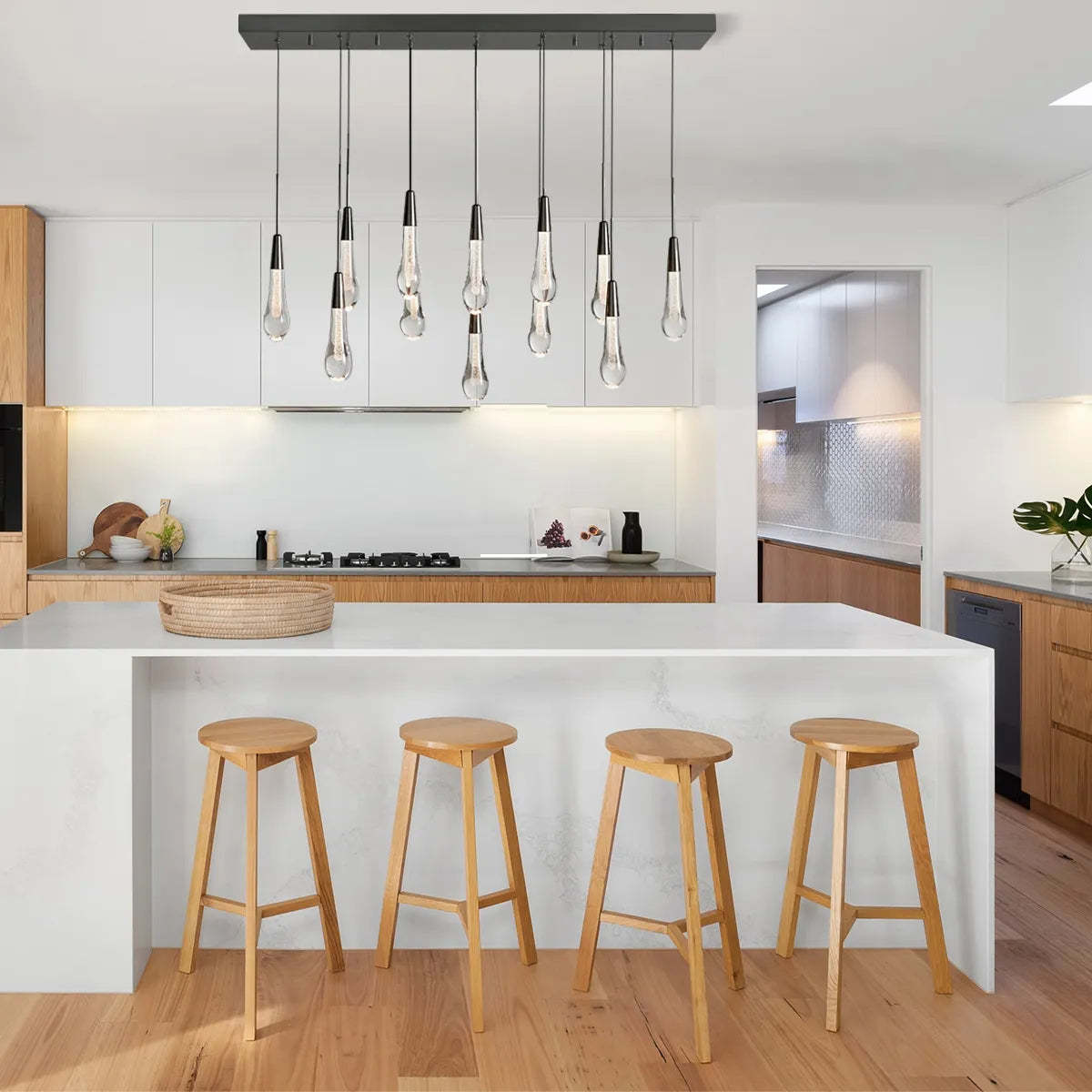 Soltaire Modern Glass Linear Chandelier 37'' 50'' 70''W 87"W 120"W Chandelier Kevin Studio Inc