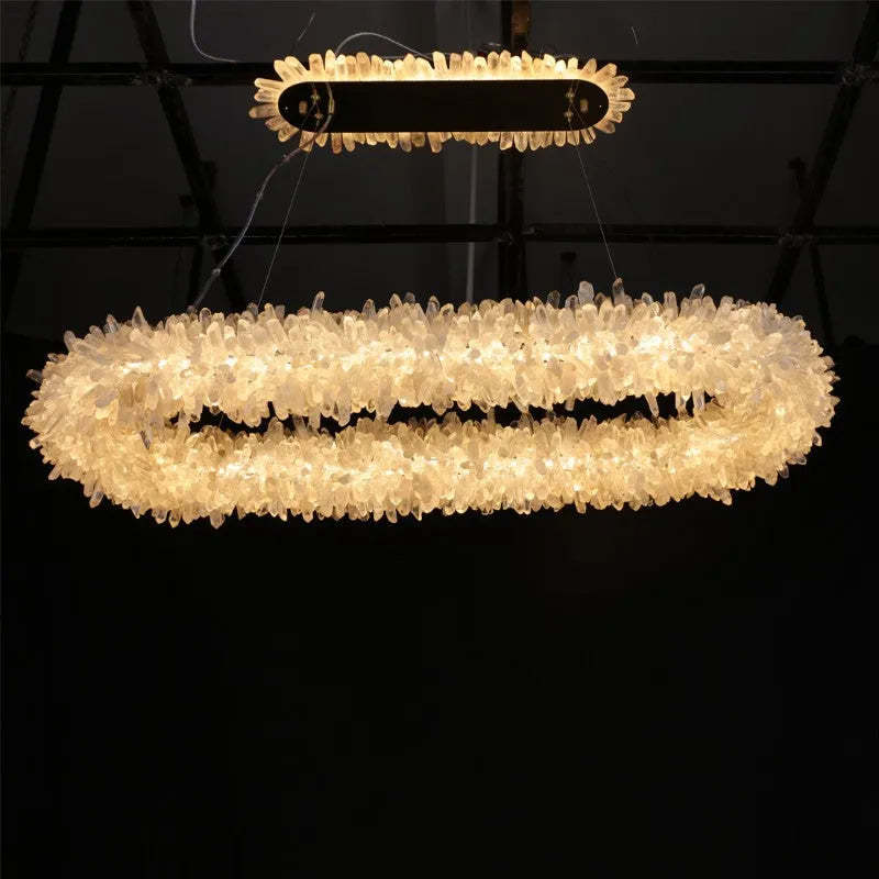 Jekka 47'' Oval Modern Clear Geode Quartz Crystal Chandelier for Dining Room Chandelier Kevin Studio Inc