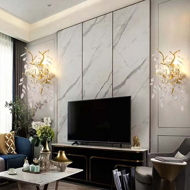 Aether Modern Stylish Clear Crystal Wall Sconce For Bedroom, Living Room Wall Sconce J-CHANDELIER