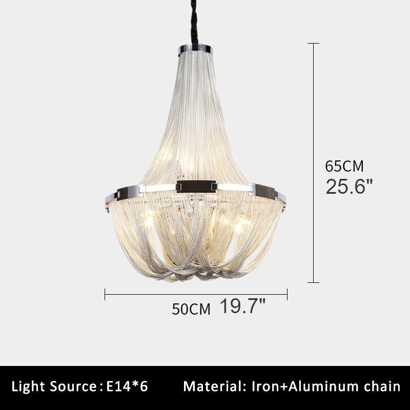MIRODEMI® Silver Chain Chandelier Creative Round Design Loft Chandelier