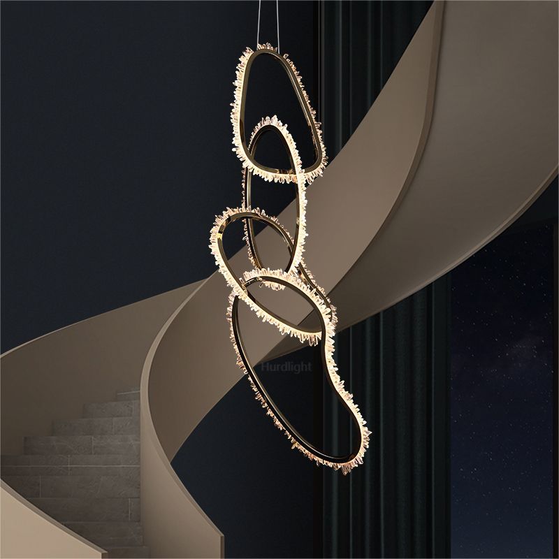 Primary Crystal Cluster 5 Rings Chandelier chandeliers for dining room,chandeliers for stairways,chandeliers for foyer,chandeliers for bedrooms,chandeliers for kitchen,chandeliers for living room Rbrights
