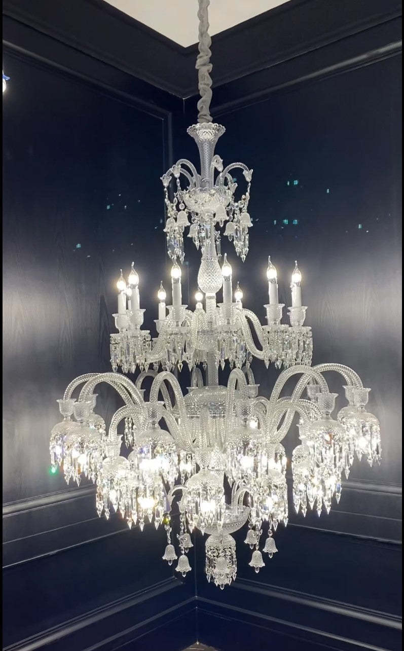 Luxury Royal Large White Multi-layers Candle Crystal Chandelier For Living Room/Hall Decoration