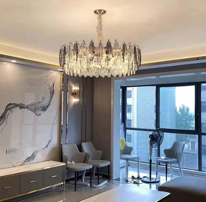 Modern Minimalist Art Designer Light Luxury Round Crystal Chandelier for Dining/ Living Room, round,