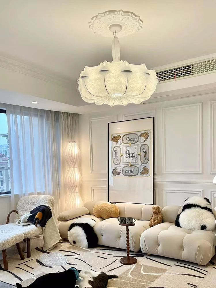 silk, creative, hand-made, chandelier, living room, bedroom, white, innocent, French, cream, cloud, comfortable