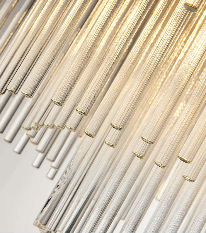 crystal rod, living room, dining room, modern, Nordic, simple, gold,chandelier, detail
