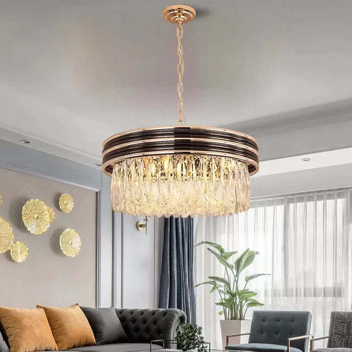 Modern Minimalist Gold Multi-Tier Crystal Pendant Chandelier Suit for Living/ Dining Room/ Bedroom