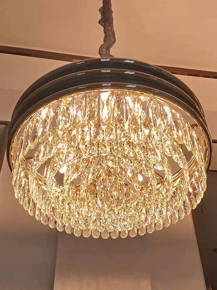 Modern Minimalist Gold Multi-Tier Crystal Pendant Chandelier Suit for Living/ Dining Room/ Bedroom
