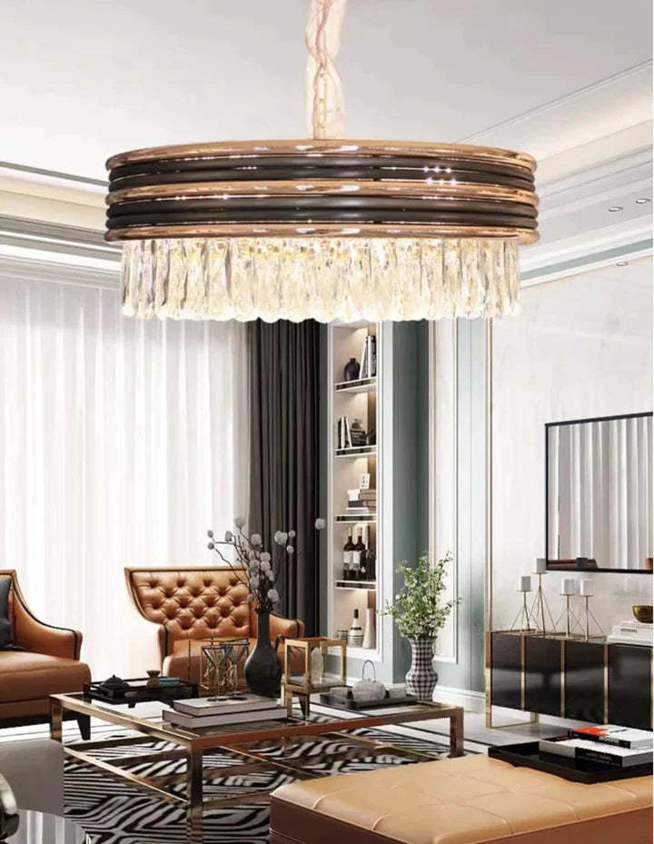Modern Minimalist Gold Multi-Tier Crystal Pendant Chandelier Suit for Living/ Dining Room/ Bedroom