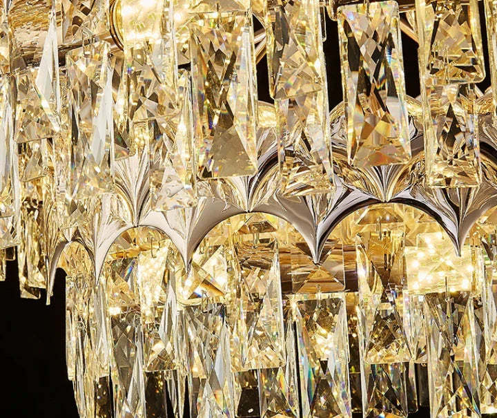 Modern Fish Scale Tiered Crystal Pendant Chandelier Suit for Living Room & Bedroom, tiered, shining, art designer, noble, luxury