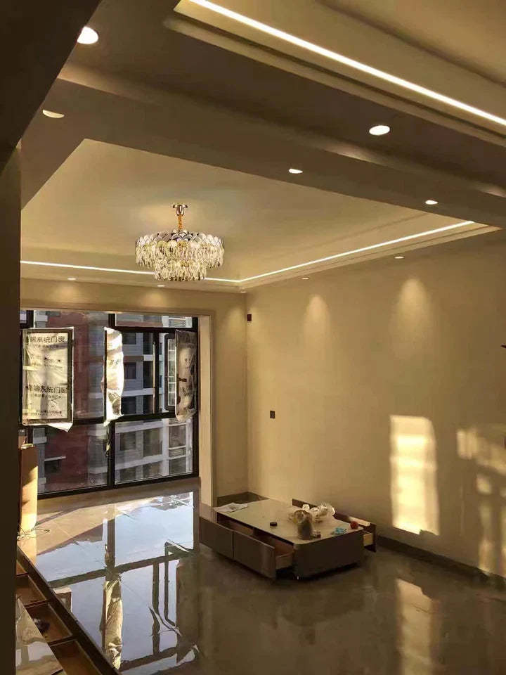 Modern Fish Scale Tiered Crystal Pendant Chandelier Suit for Living Room & Bedroom, tiered, shining, art designer, noble, luxury
