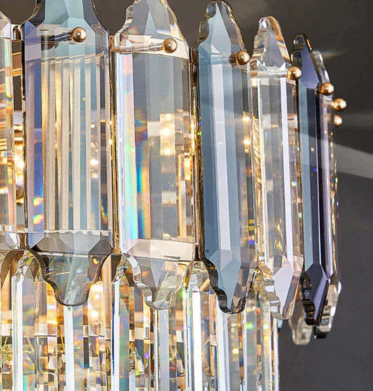 Light Luxury Smoky Gray Tiered Crystal Chandelier Suit for Living/ Dining Room/ Bedroom, shining ,luxury, art designer, delicate, K9, LED, modern, tiered, detail