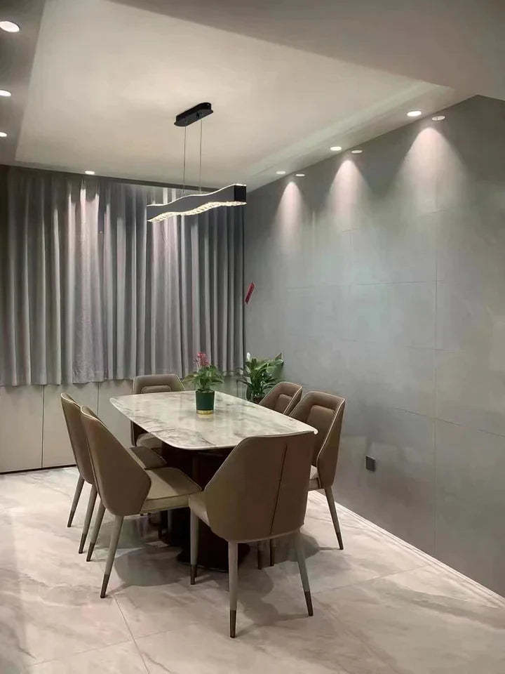 Modern Minimalist Art Wave Crystal Chandelier Suit in Black Finish for Living Room & Dining Room