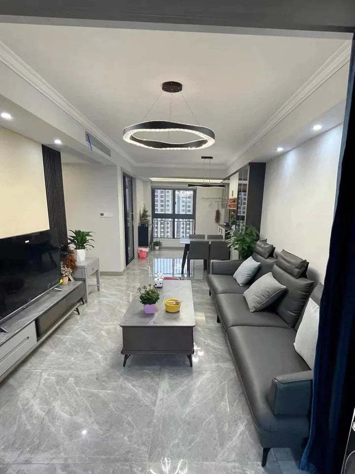 Modern Minimalist Art Wave Crystal Chandelier Suit in Black Finish for Living Room & Dining Room