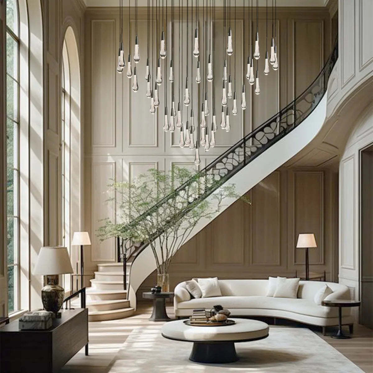 Soltaire Modern Round Glass Chandelier 17'' 24'' 36'' 58'' Chandelier Kevin Studio Inc