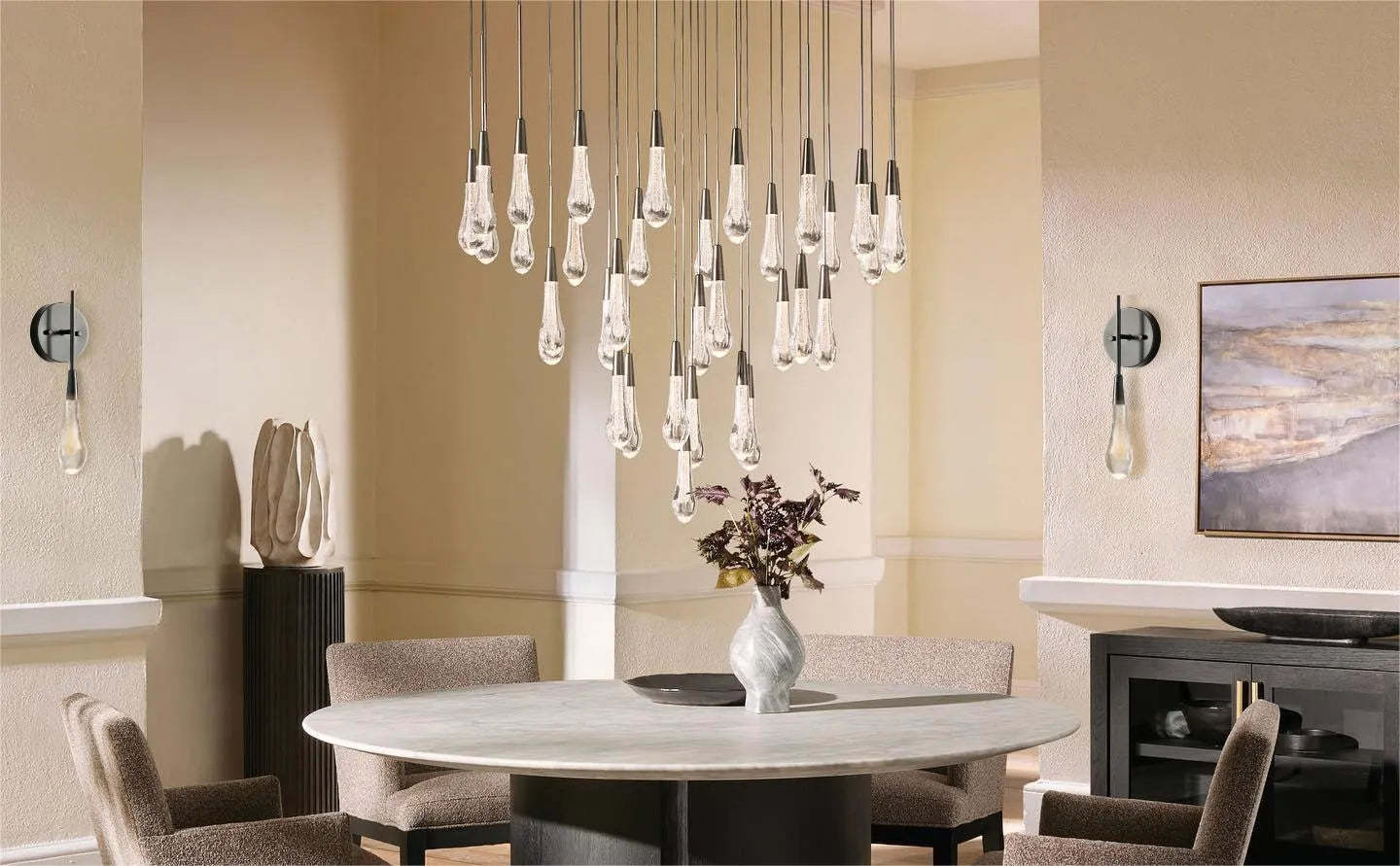 Soltaire Modern Round Glass Chandelier 17'' 24'' 36'' 58'' Chandelier Kevin Studio Inc