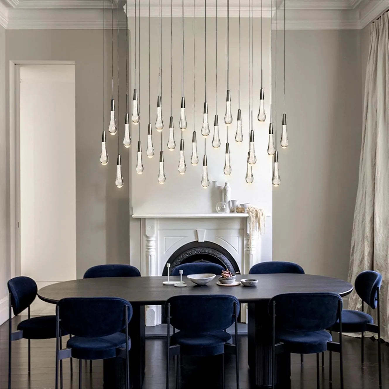 Soltaire Modern Glass Linear Chandelier 37'' 50'' 70''W 87"W 120"W Chandelier Kevin Studio Inc Black 50''