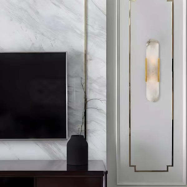 Melange Elongated Alabaster Wall Sconce 20''H 28''H