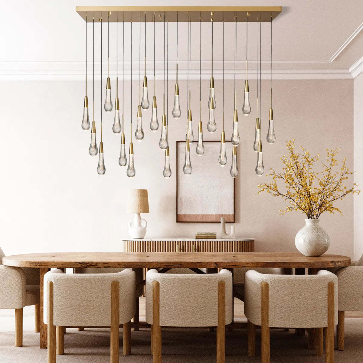 Soltaire Modern Glass Linear Chandelier 37'' 50'' 70''W 87"W 120"W Chandelier Kevin Studio Inc Brass 50''