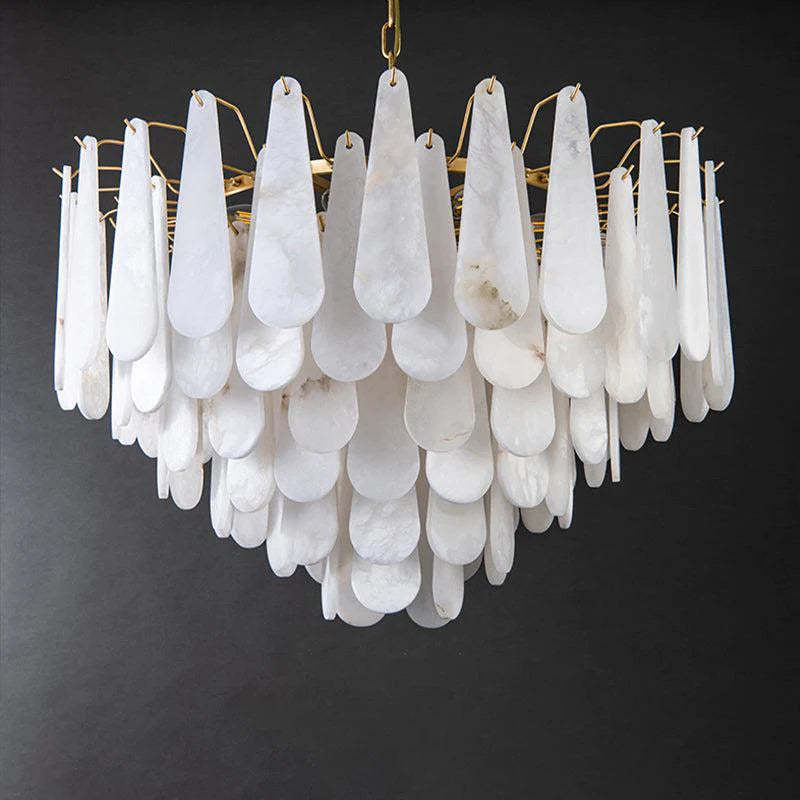 Suellen Alabaster Foyer Chandelier Lighting, Luxury Modern Lighting
