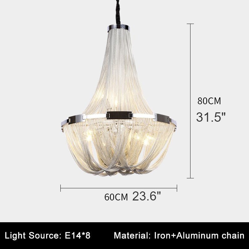 MIRODEMI® Silver Chain Chandelier Creative Round Design Loft Chandelier