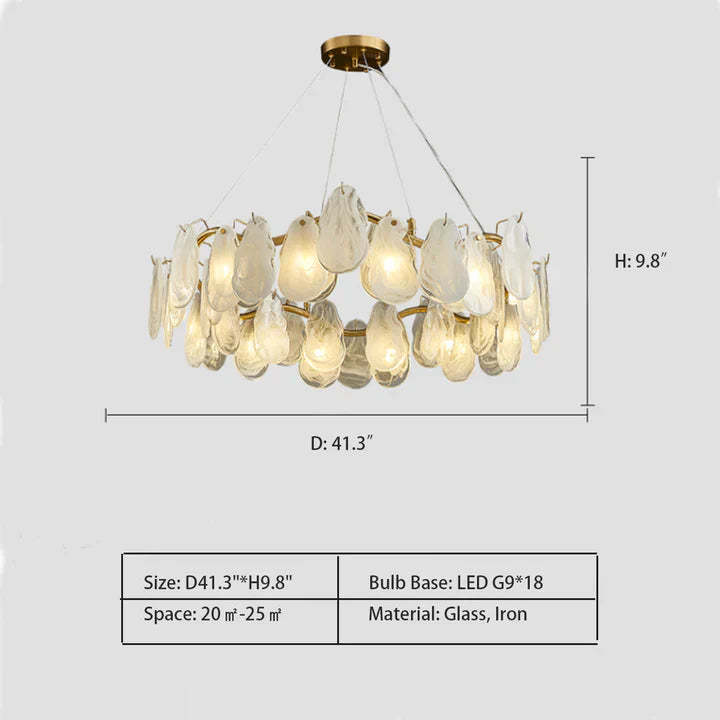 Post-modern Creative Art Cloud Glass Shell Suspension Chandelier Suit for Living & Dining Room, art design, ins celebrity, round, detail