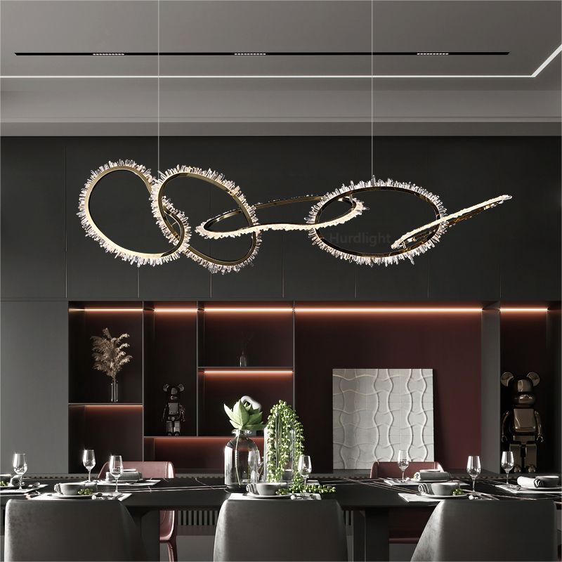 Primary Crystal Cluster 5 Rings Chandelier chandeliers for dining room,chandeliers for stairways,chandeliers for foyer,chandeliers for bedrooms,chandeliers for kitchen,chandeliers for living room Rbrights Style A