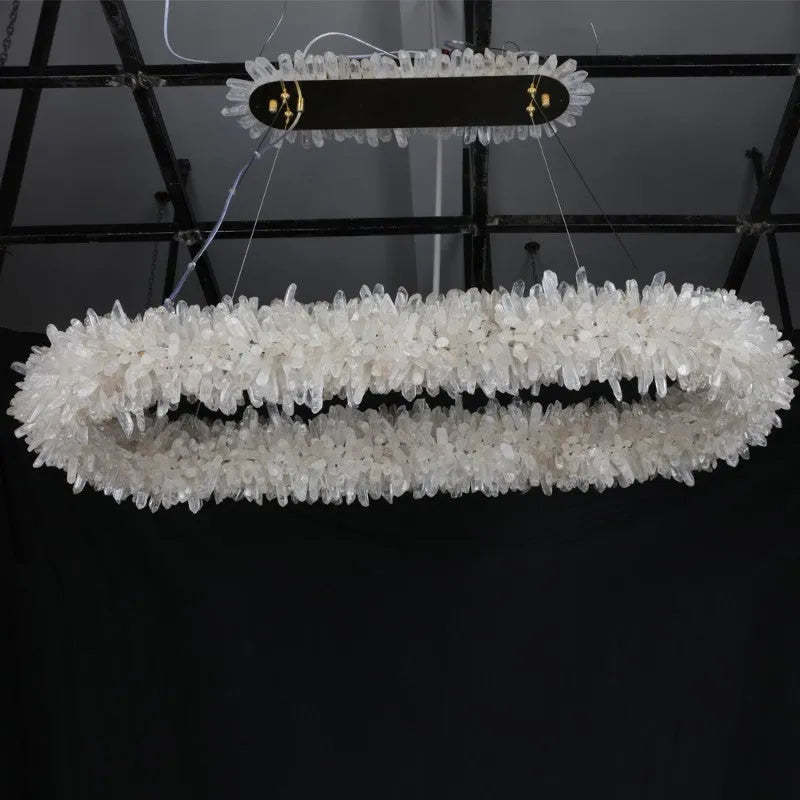 Jekka 47'' Oval Modern Clear Geode Quartz Crystal Chandelier for Dining Room Chandelier Kevin Studio Inc