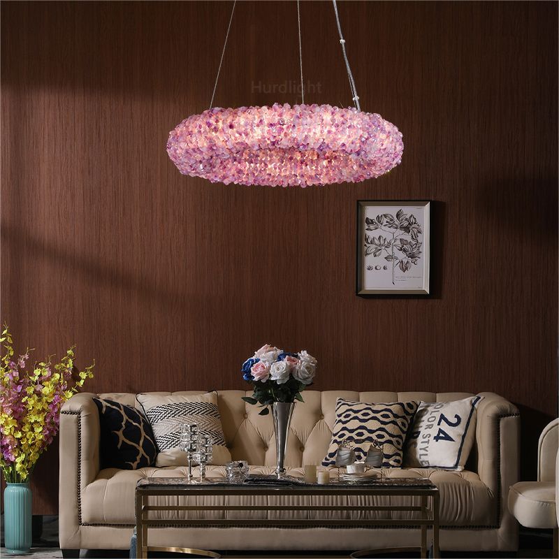 Purple Primary Crystal Cluster Round Chandelier chandeliers for dining room,chandeliers for stairways,chandeliers for foyer,chandeliers for bedrooms,chandeliers for kitchen,chandeliers for living room Rbrights