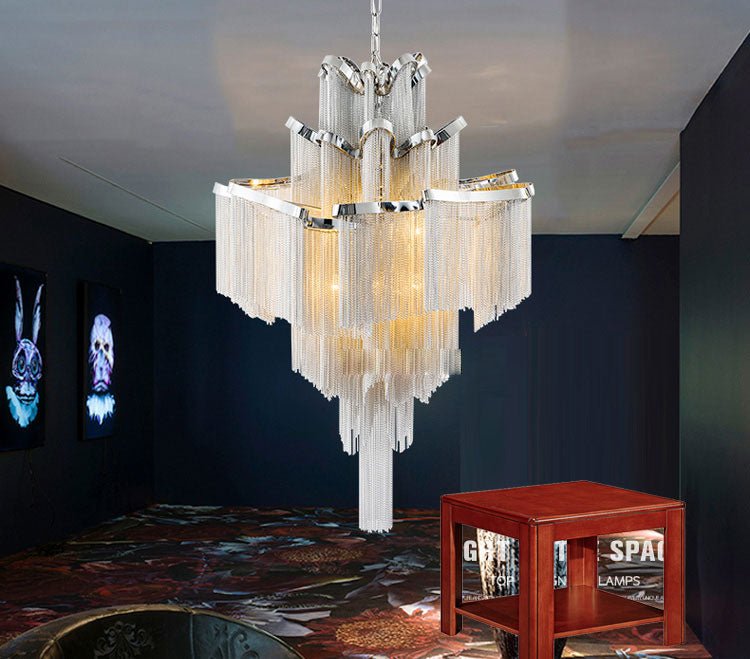 MIRODEMI® Post-modern Aluminum Chain Pendant Lamp for Living Room, Staircase Dia23.6" / Dia60.0cm