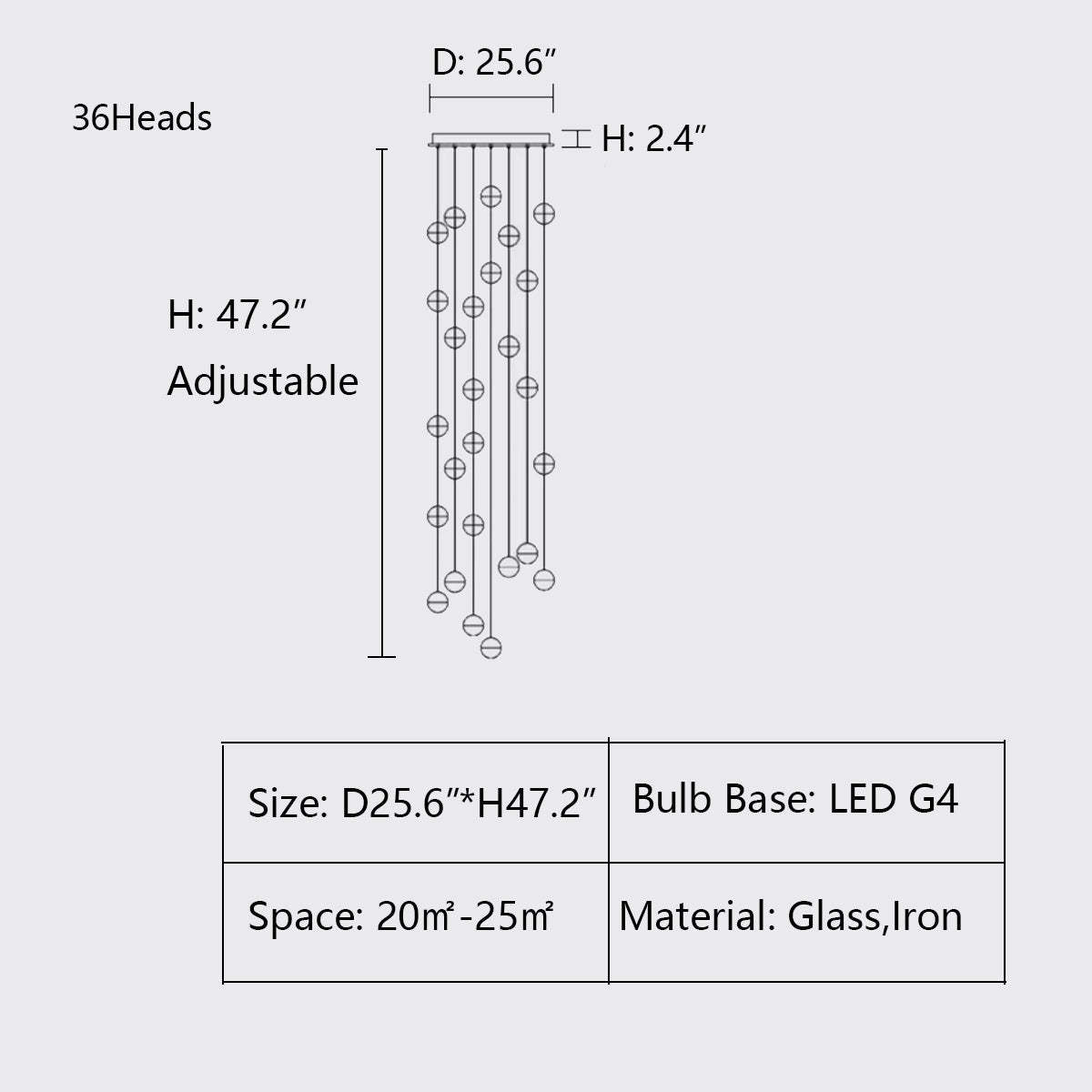 D25.6"*H47.2" chandelier,chandeliers,long stairs,round,ball,clear glass,large,extra large,huge,big,oversize,spiral stairs,gold