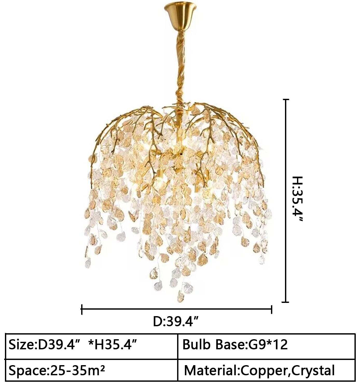 D39.4"*H35.4" chandelier,chandeliers,branch,leaf,crystal,crystal light,dining table,dining room,living room,flower,led,bedroom