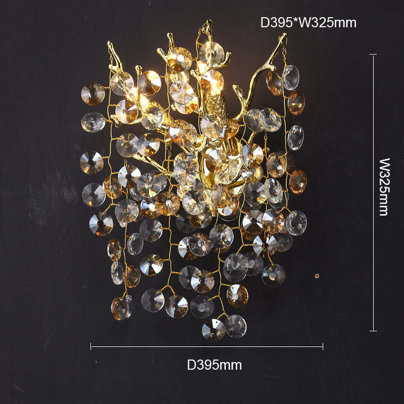 Thisbe Modern Round Gold Clear Crystal Wall Sconce For Bedroom Wall Light Fixtures J-CHANDELIER 15.6"DIAM