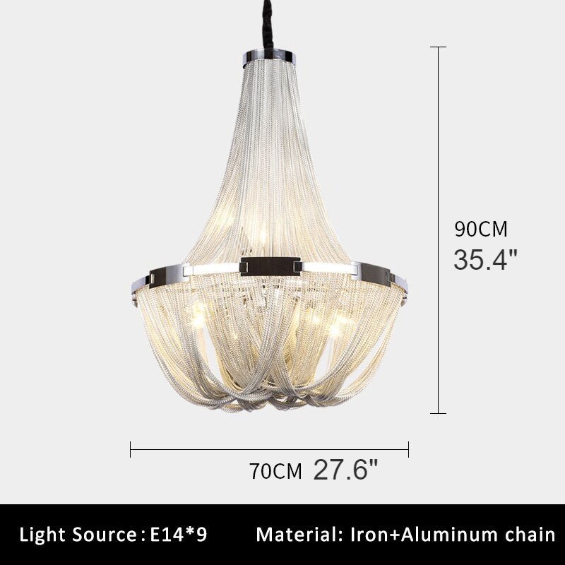 MIRODEMI® Silver Chain Chandelier Creative Round Design Loft Chandelier
