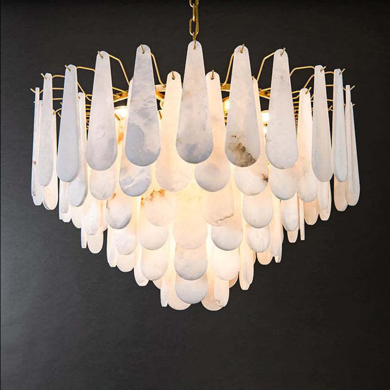 Suellen Alabaster Foyer Chandelier Lighting, Luxury Modern Lighting